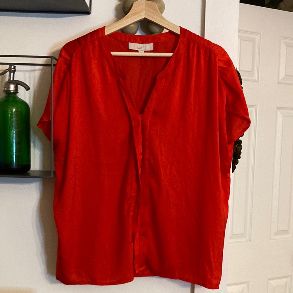 Ann Taylor Loft Bright Orange Satin Top